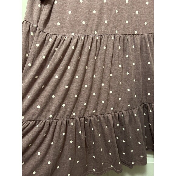 Raglan Dress Burgundy with white polka dot Women’s size XL Swing Comfy Tiered - Picture 9 of 16
